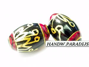 Hand Painted Glas Beads 9.5 x 14.5mm